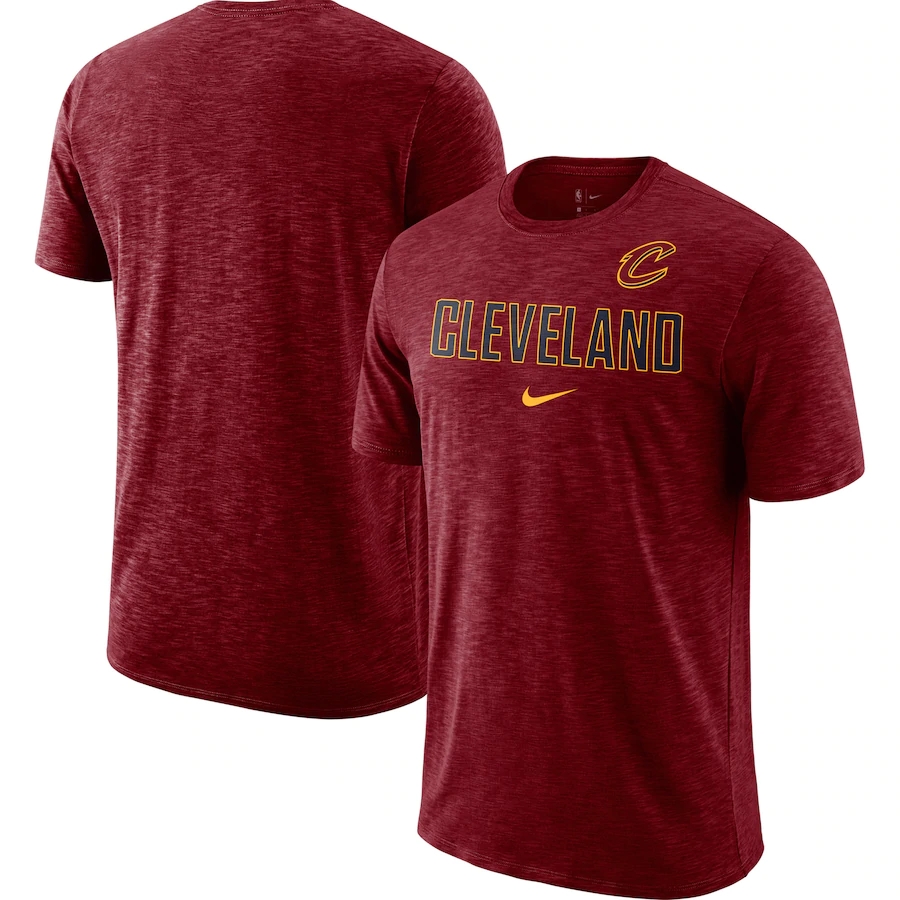 2020 NBA Men Nike Cleveland Cavaliers Heathered Wine Essential Facility Slub Performance TShirt->nba hats->Sports Caps